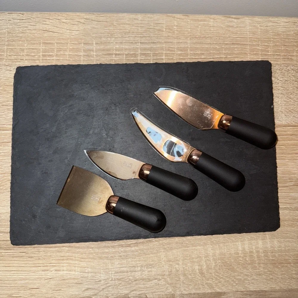 Taylor's Eye Witness Rose Gold Brooklyn Slate Cheese Board & 4pc Cheese‎ Knife